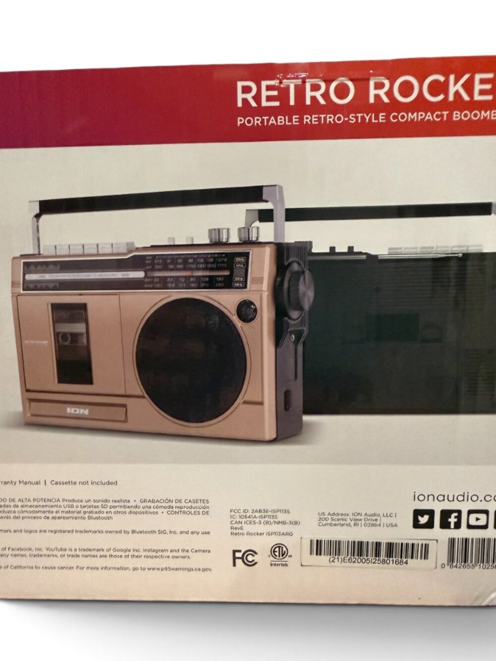 ION Retro Rocker Portable Retro-Style Compact Boombox - NEW - Picture 5 of 6